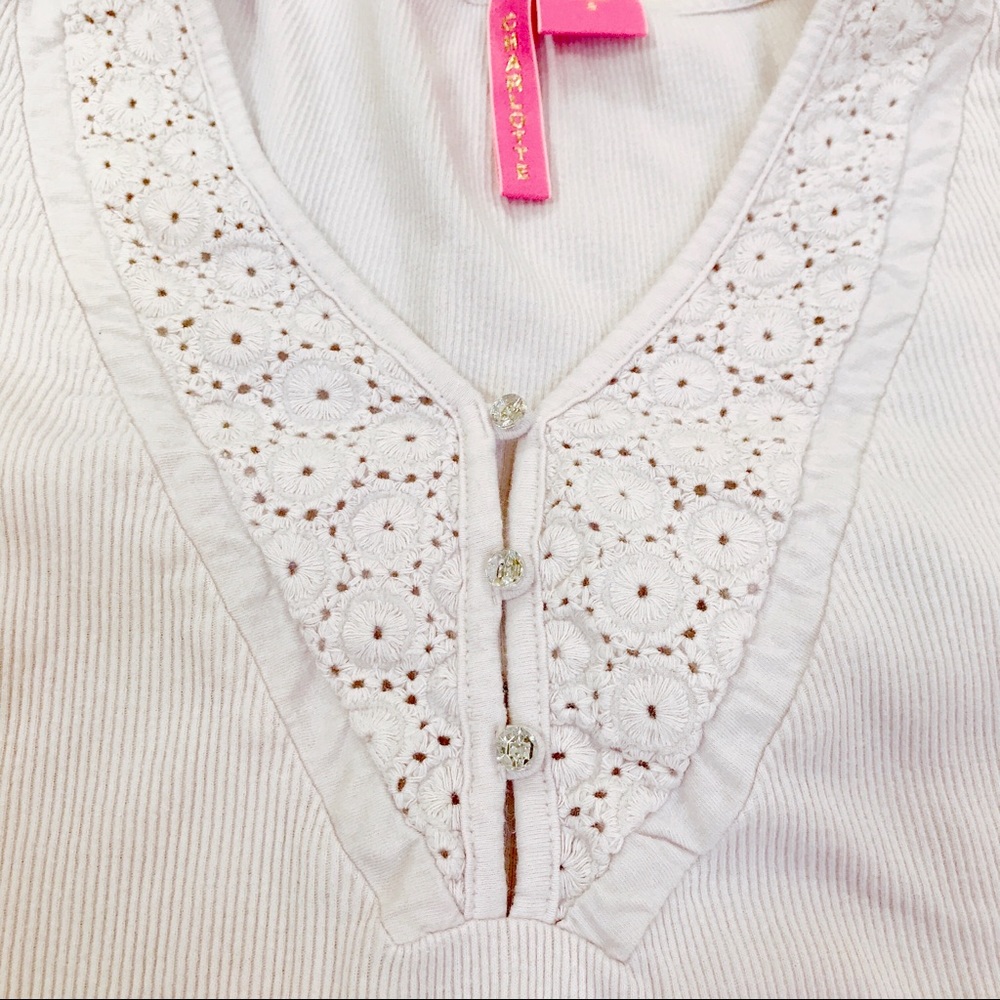 Crystal Button Gray Top - Picture 2 of 3
